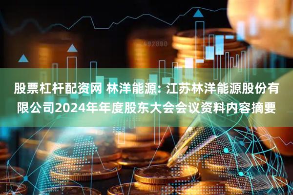 股票杠杆配资网 林洋能源: 江苏林洋能源股份有限公司2024年年度股东大会会议资料内容摘要